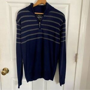 Burnside Men's Navy and Gray Striped Sweater